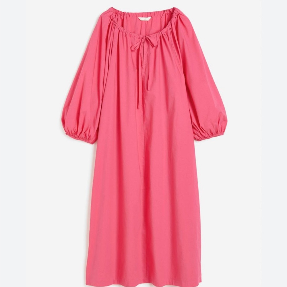 H&M Drawstring-detail Dress Barbie color maxi Cotton dress Womens dress size L